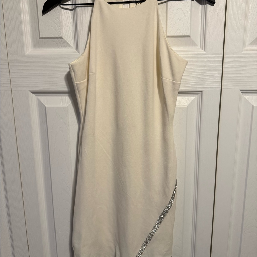 Planet Gold Cream Mini Dress with Silver Detail
